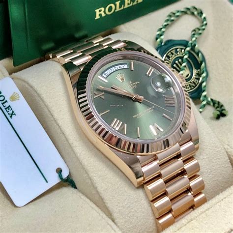 rolex day-date rose gold green dial review|rolex rose gold presidential 41mm.